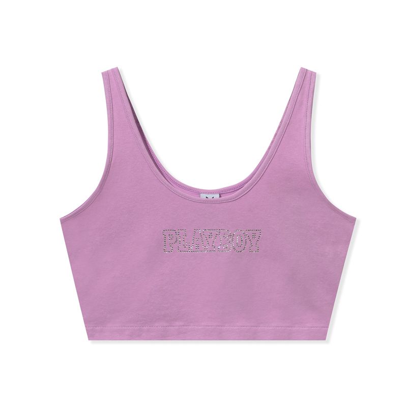 Tank Playboy Bedazzled Masthead Feminino Roxo | XOLAK5762