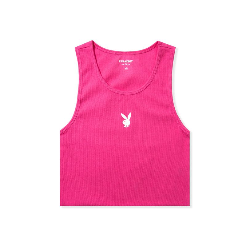 Tank Playboy Bunny Ribbed Feminino Roxo | STAKL1239