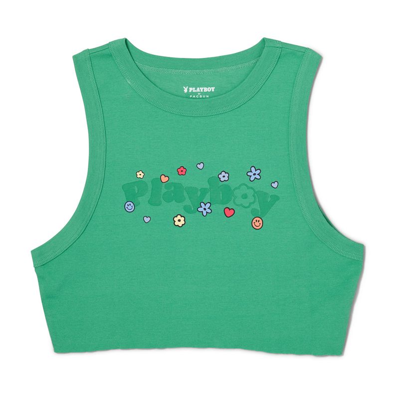 Tank Playboy Cutoff Feminino Verdes | BYZDW8715