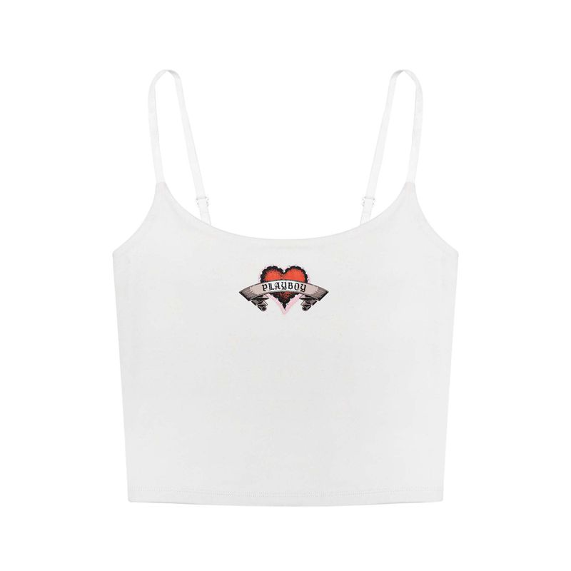 Tank Playboy Heartbreaker Feminino Branco | BKIMY2976