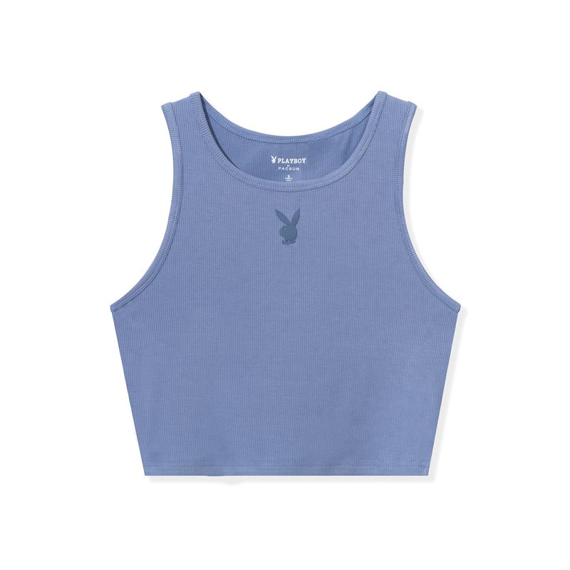 Tank Playboy Mini Rabbit Head Lounge Feminino Azuis | BRCKH2569